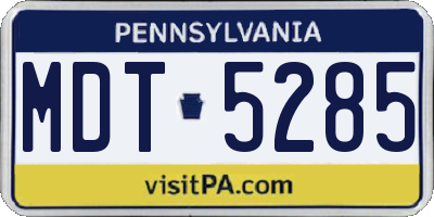 PA license plate MDT5285