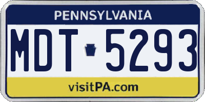 PA license plate MDT5293