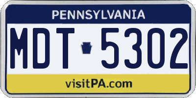 PA license plate MDT5302