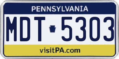 PA license plate MDT5303