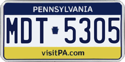 PA license plate MDT5305