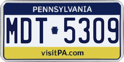 PA license plate MDT5309