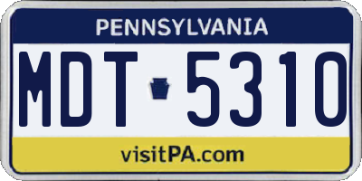 PA license plate MDT5310