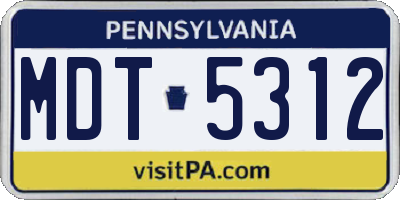 PA license plate MDT5312
