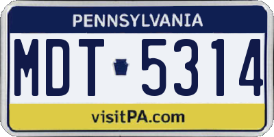 PA license plate MDT5314