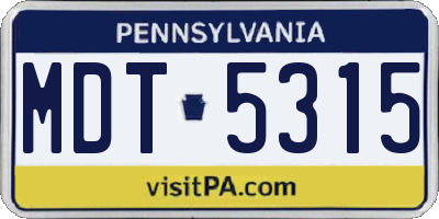PA license plate MDT5315