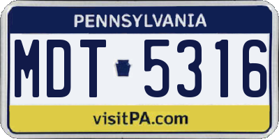 PA license plate MDT5316