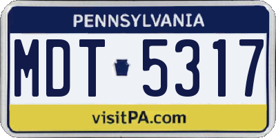 PA license plate MDT5317