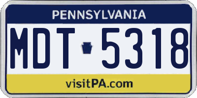 PA license plate MDT5318