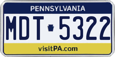 PA license plate MDT5322