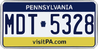 PA license plate MDT5328