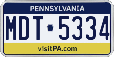 PA license plate MDT5334