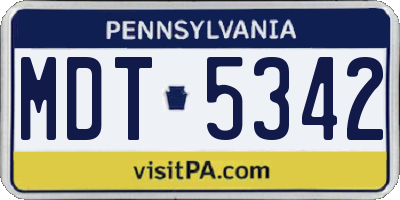 PA license plate MDT5342