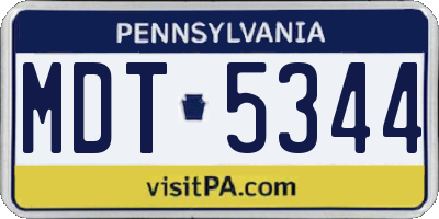 PA license plate MDT5344