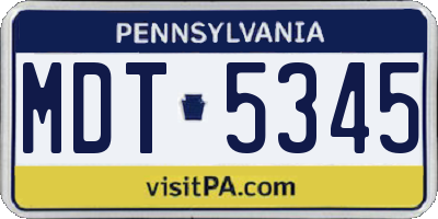 PA license plate MDT5345