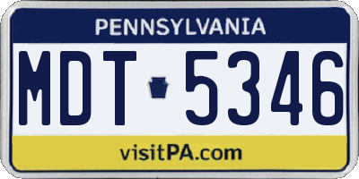 PA license plate MDT5346