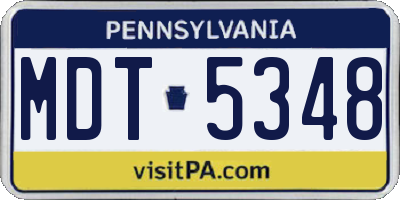 PA license plate MDT5348