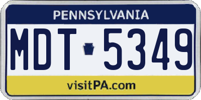 PA license plate MDT5349