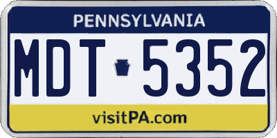 PA license plate MDT5352