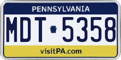 PA license plate MDT5358