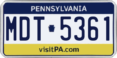 PA license plate MDT5361