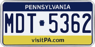 PA license plate MDT5362