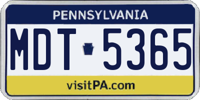 PA license plate MDT5365