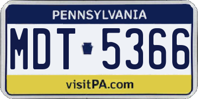 PA license plate MDT5366