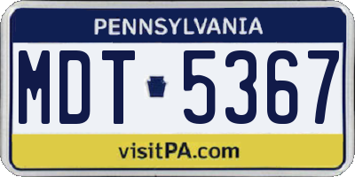 PA license plate MDT5367