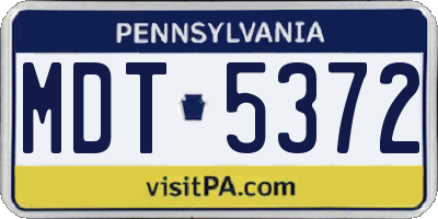PA license plate MDT5372