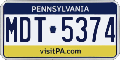 PA license plate MDT5374
