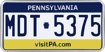 PA license plate MDT5375