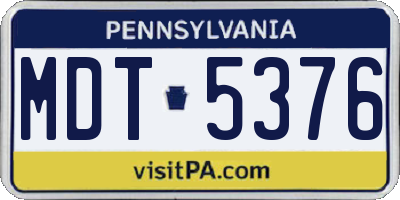 PA license plate MDT5376