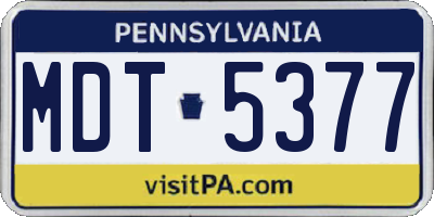 PA license plate MDT5377