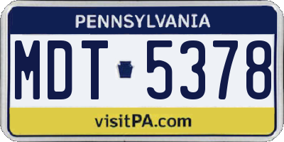 PA license plate MDT5378