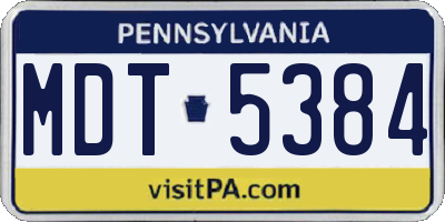 PA license plate MDT5384