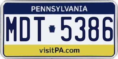 PA license plate MDT5386