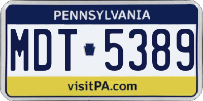 PA license plate MDT5389