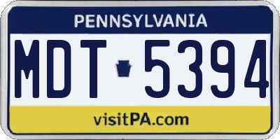 PA license plate MDT5394