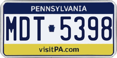 PA license plate MDT5398