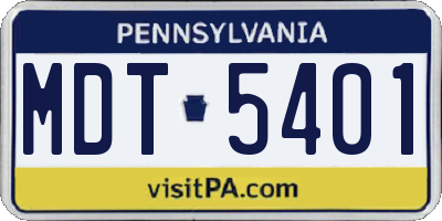 PA license plate MDT5401