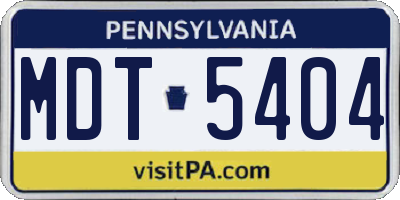 PA license plate MDT5404