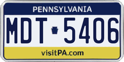 PA license plate MDT5406