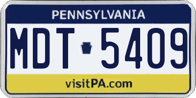 PA license plate MDT5409