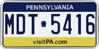 PA license plate MDT5416