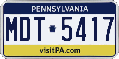 PA license plate MDT5417