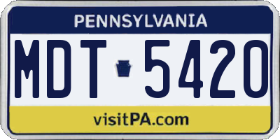 PA license plate MDT5420