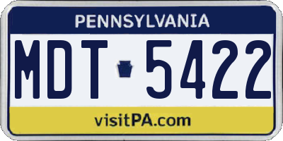 PA license plate MDT5422
