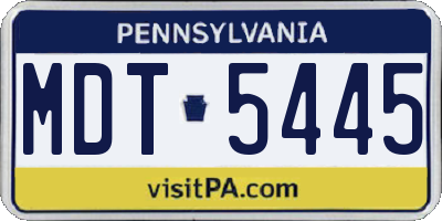PA license plate MDT5445