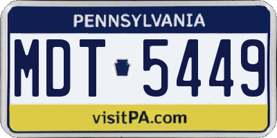 PA license plate MDT5449